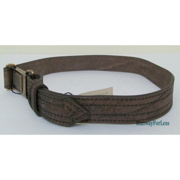 Italy New $325 BURBERRY Women\'s Dubois Flax Leather Belt Military Logo US28 EU70 main image 5